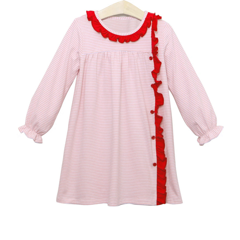 Pre-order GLD0851 baby Girls pink stripe Dress ( Deadline September 17 )