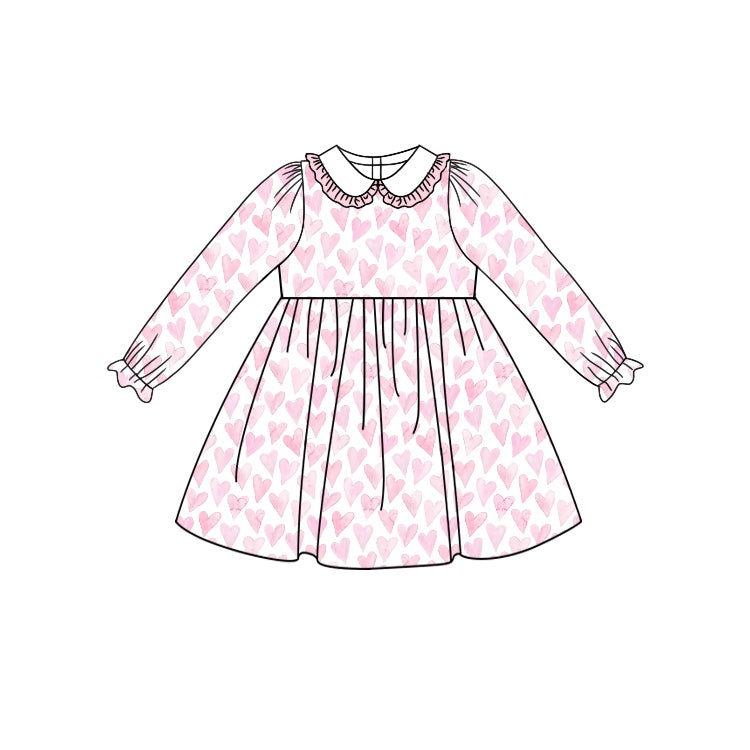 Pre-order GLD0866 baby Girls pink heart Dress ( Deadline September 23 )