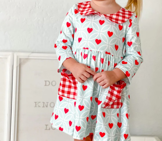 Pre-order GLD0880 baby Girls Valentine heart Dress ( Deadline September 25 )