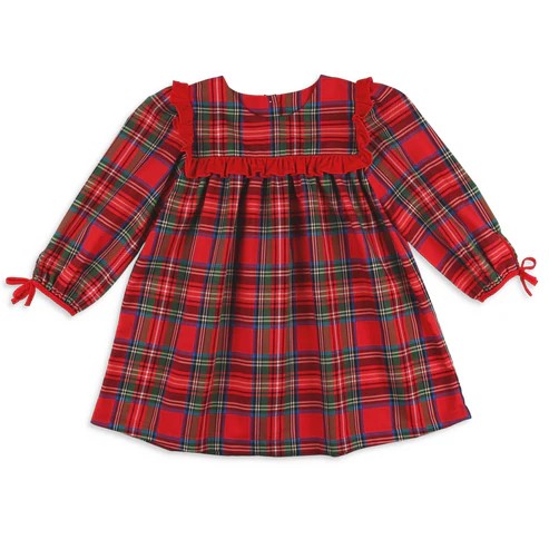 Pre-order GLD0889 baby Girls red plaid Dress ( Deadline September 27 )