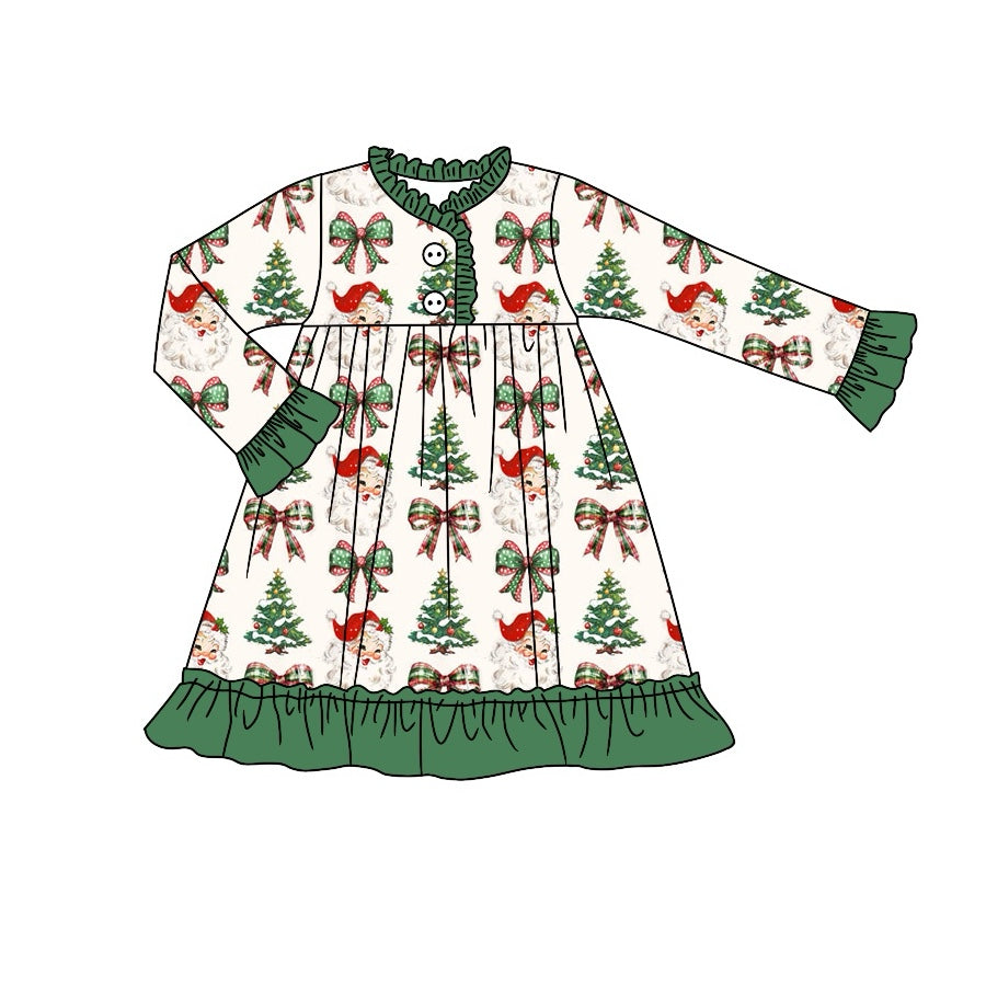 Pre-order GLD0892 baby Girls Christmas bows Dress ( Deadline Sept. 29 )