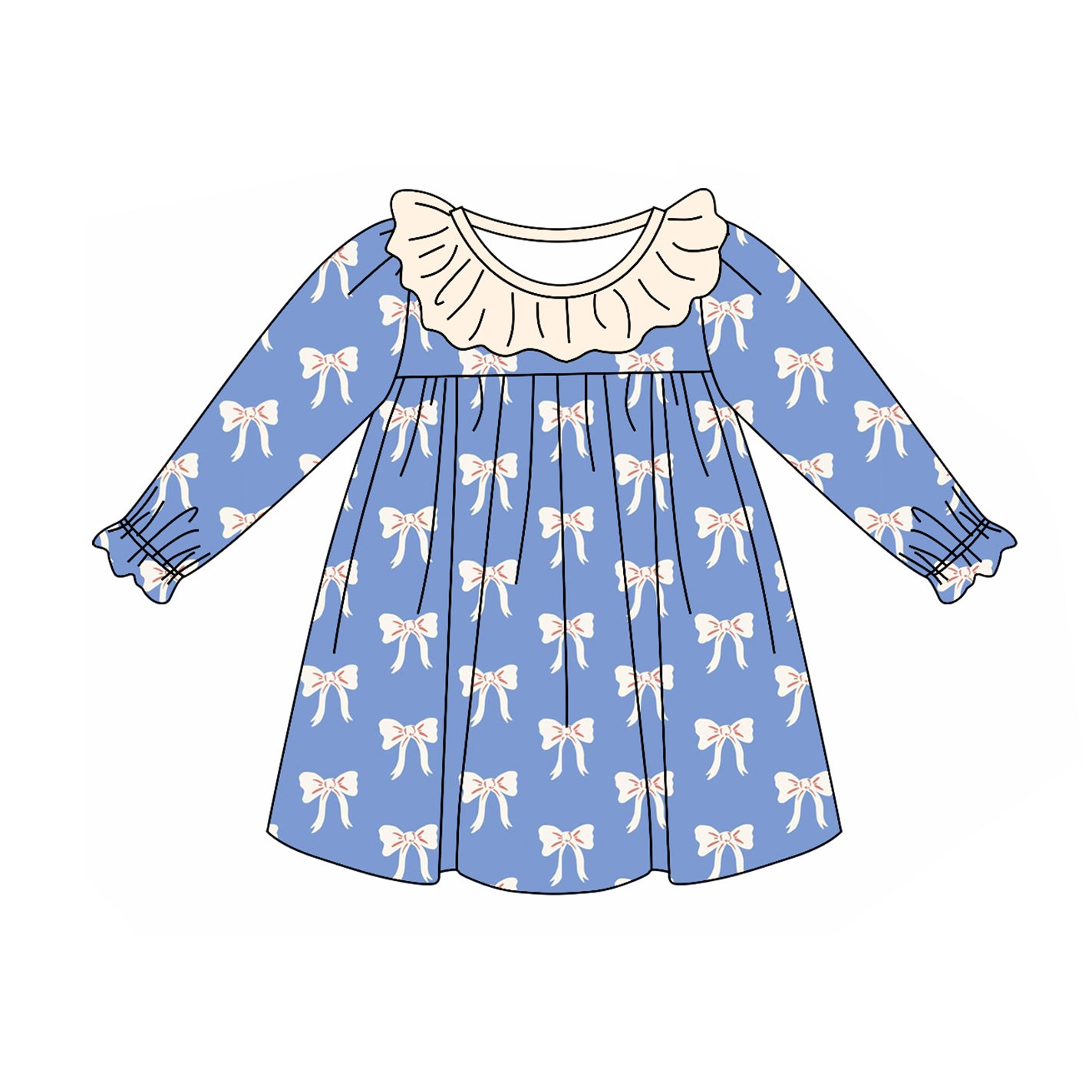 Pre-order GLD0897 baby Girls bows Dress ( Deadline Sept. 29 )