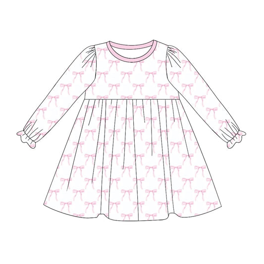 Pre-order GLD0898 baby Girls pink bows Dress ( Deadline Sept. 29 )