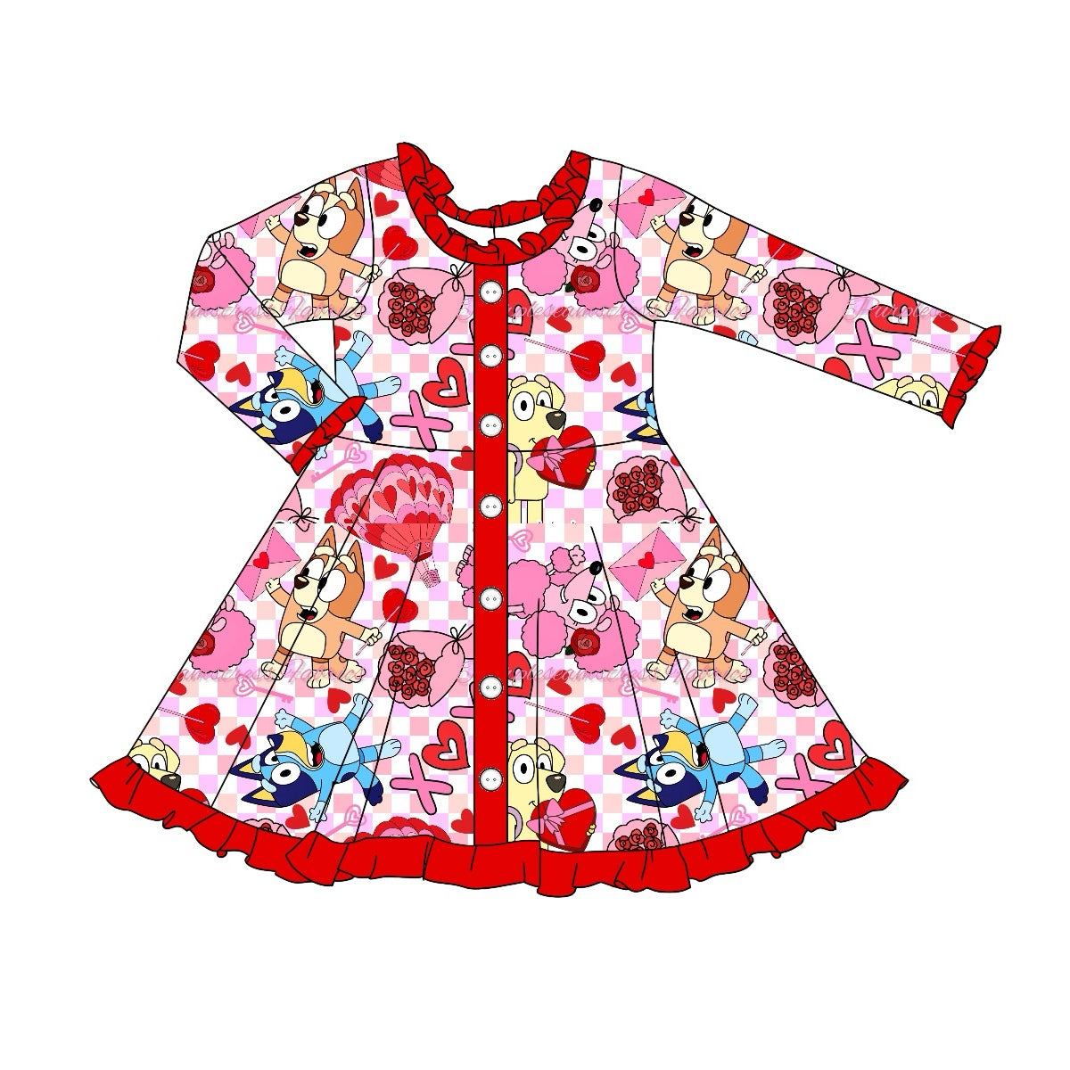 Pre-order GLD0903 baby Girls Valentine heart Dress ( Deadline Oct.1 )