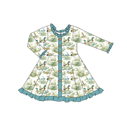 Pre-order GLD0906 baby Girls green duck Dress ( Deadline Oct.2 )