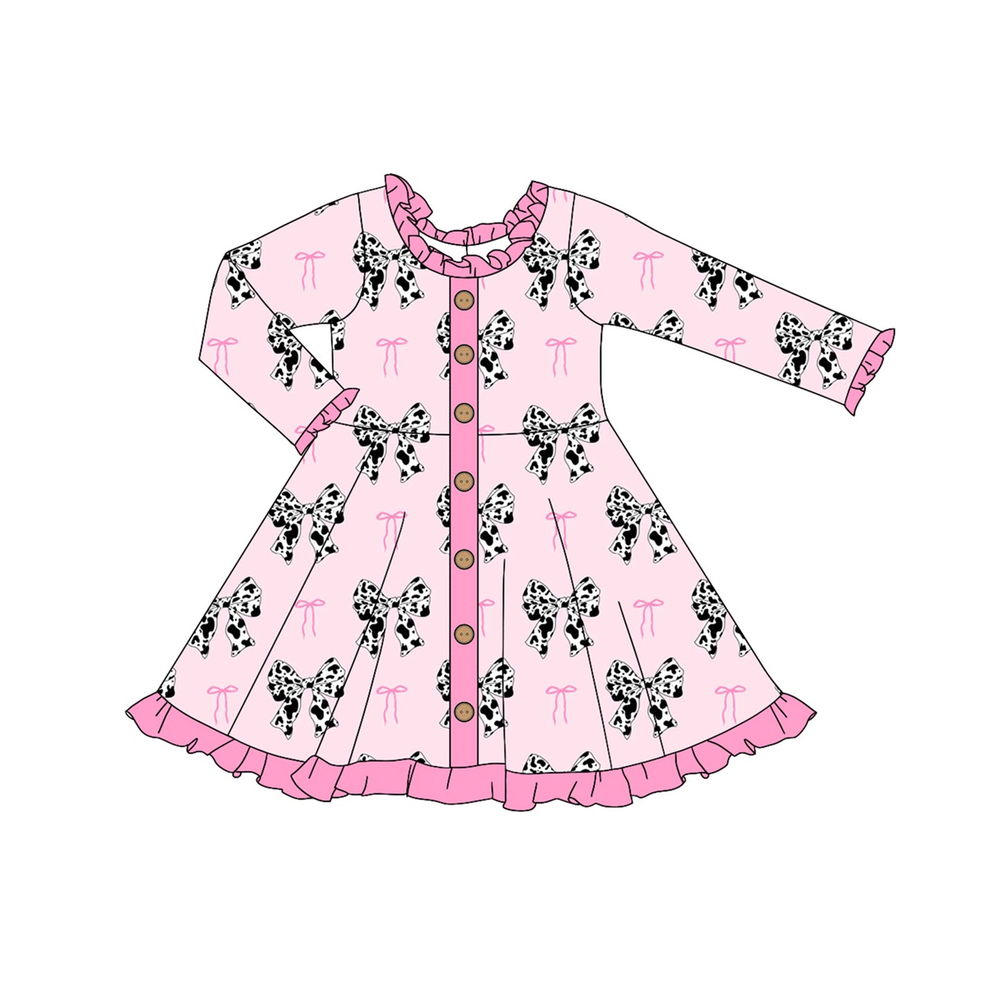 Pre-order GLD0912 baby Girls pink bows Dress ( Deadline Oct.3 )