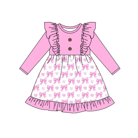 Pre-order GLD0929 baby Girls pink bows Dress ( Deadline Oct.8 )