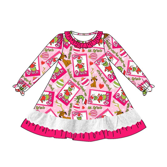 Pre-order GLD0932 baby Girls Christmas pink Dress ( Deadline Oct.8 )