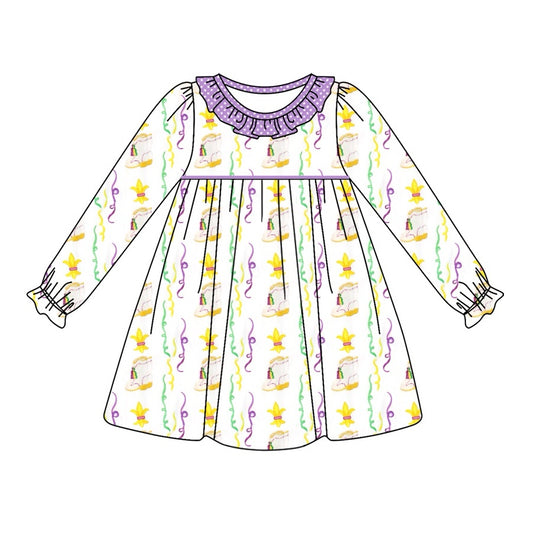 Pre-order GLD0947 baby Girls Mardi Gras Dress ( Deadline Oct.14 )