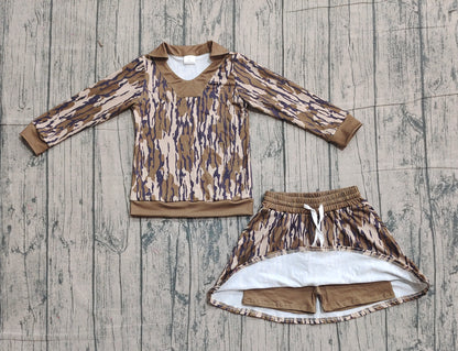 Pre-order GLD1478 girls camo long sleeve skirt outfits