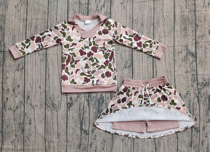 Pre-order GLD1480  girls duck camo long sleeve skirt outfits