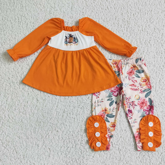 GLP0024 Girls pumpkin orange outfits