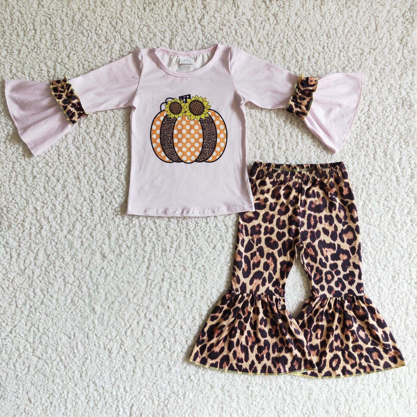 5.5 GLP0125 Girls Pumpkin Outfits Long Sleeves Leopard Pants