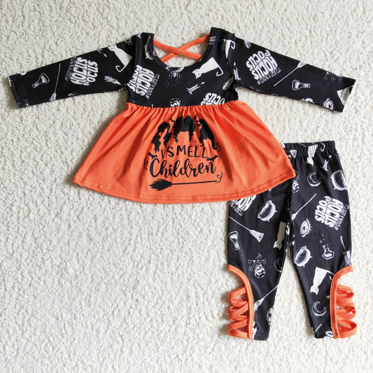 5.5 GLP0158 Girls Halloween SMELL Outfits Long Sleeves Orange