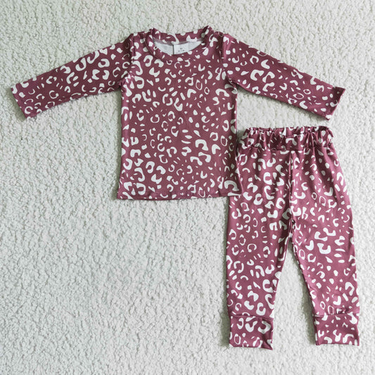 GLP0199 Girls Pajamas leopard  Long Sleeves