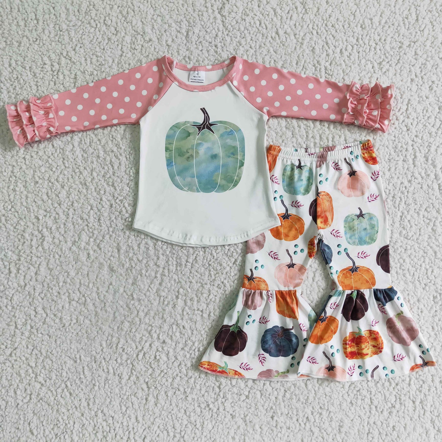 5.5  GLP0240 Girls Pumpkin Outfits Long Sleeves Pants Pink