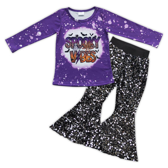Girls Spooky vibes Outfits Sequined Pants