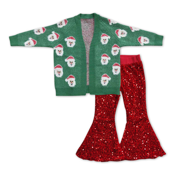 Girls Christmas Sweater Outfits Long Sleeves Sequin Pants
