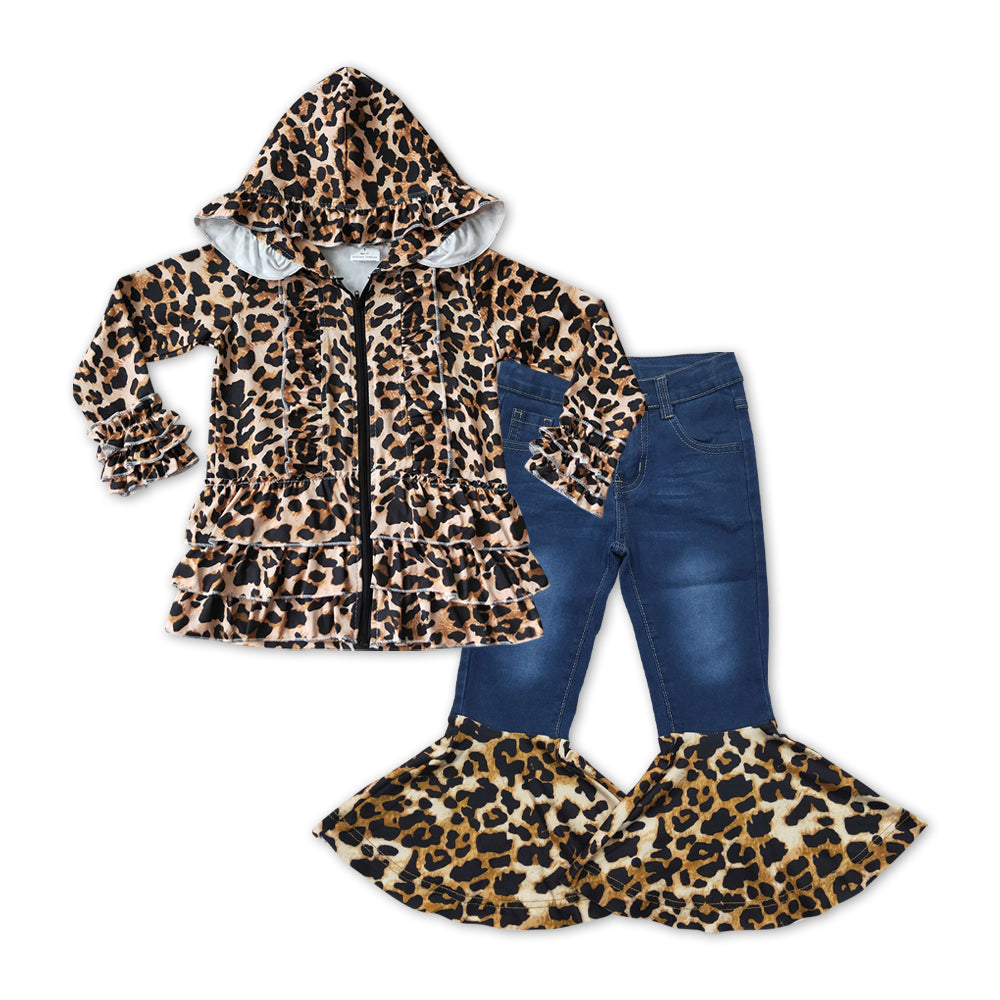 Girls Leopard Outfits Blue Jeans