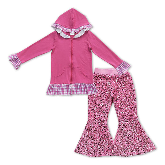 Girls Pink Outfits Sequined Pants