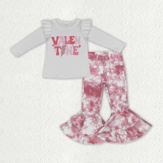 Girls Valen Time Outfits long Sleeves pink Jeans