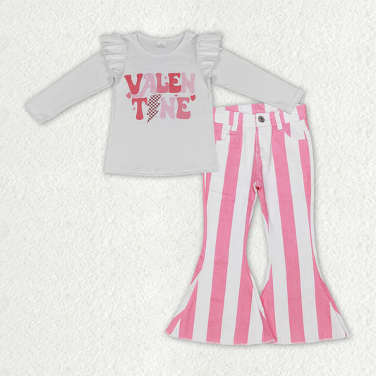 Girls Valen Time Outfits long Sleeves pink Jeans