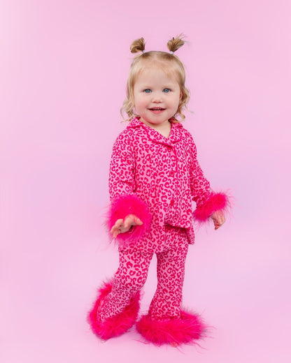 GLP1257 Girls Pink leopard pajamas