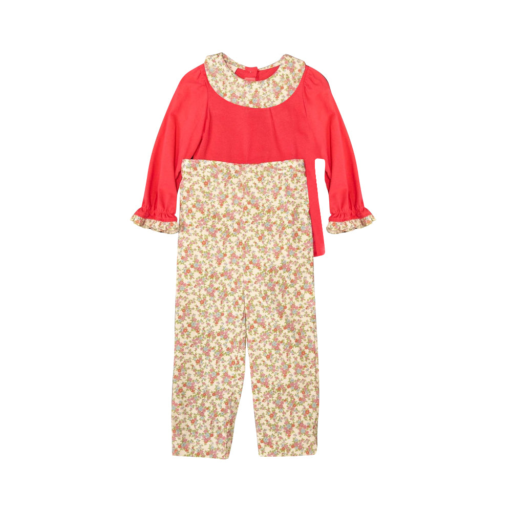 Pre-order GLP1568 baby girls red floral pajamas ( Deadline August 3 )