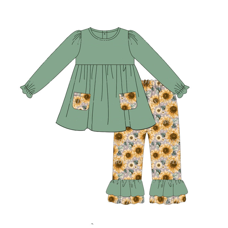 Pre-order GLP1612 baby girls long sleeve sunflowers outfits ( Deadline August 9 )