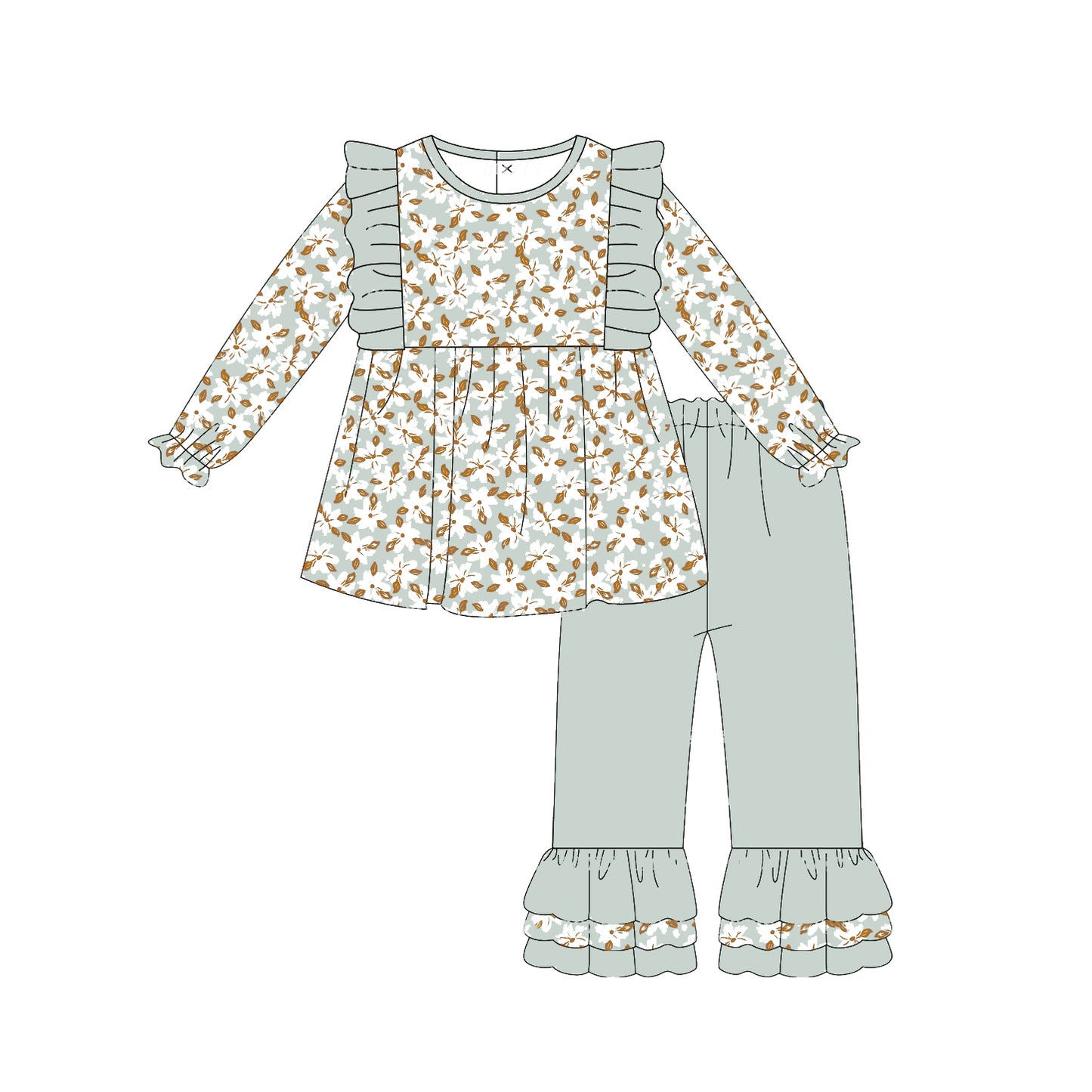 Pre-order GLP1614 baby girls long sleeve floral outfits ( Deadline August 9 )