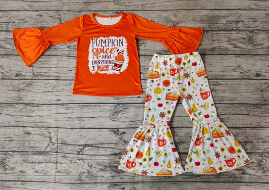 Pre-order GLP1637 baby girls long sleeve pumpkin outfits