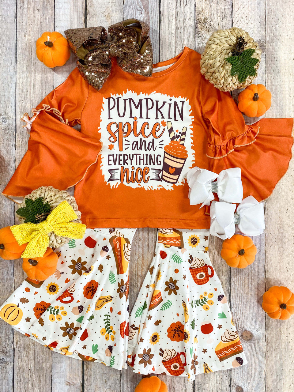 Pre-order GLP1637 baby girls long sleeve pumpkin outfits