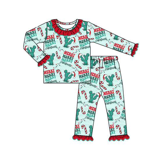 GLP1646 Pre order long sleeve Christmas cactus girls pajamas