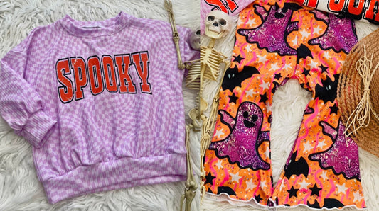 Pre-order GLP1691 baby girls long sleeve Halloween spooky outfits ( Deadline August 16 )