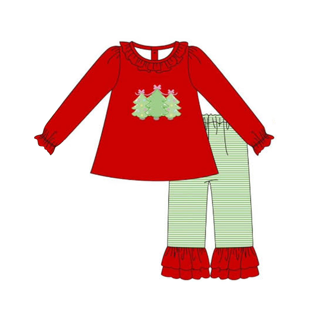 Pre-order GLP1672 baby girls long sleeve Christmas tree outfits