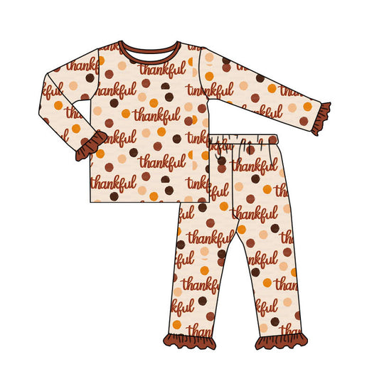 Pre-order GLP1702 baby girls long sleeve thankful pajamas ( Deadline August 19 )