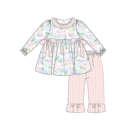 Pre-order GLP1703 baby girls long sleeve pink bowsoutfits ( Deadline August 19 )