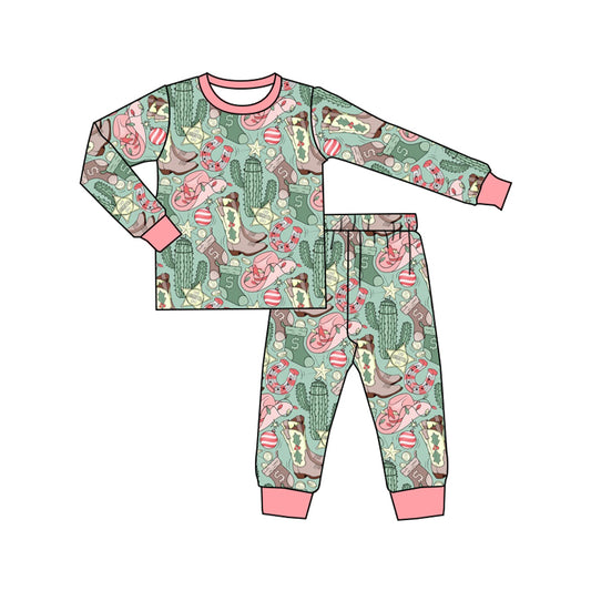 Pre-order GLP1706 baby girls long sleeve wesern pajamas ( Deadline August 20 )