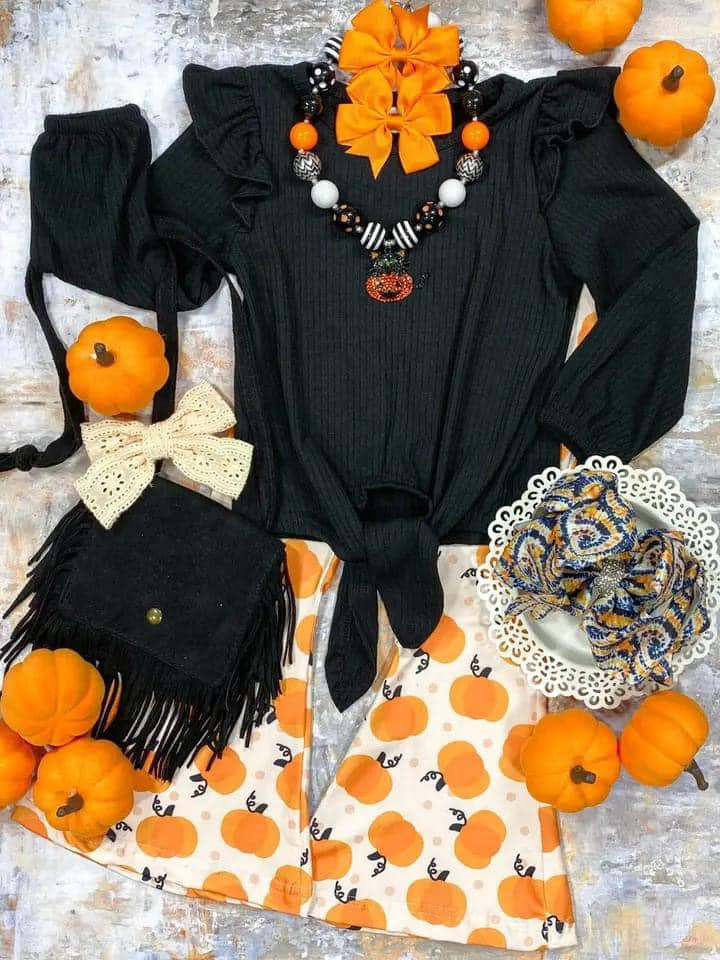 Pre-order GLP1720 baby girls long sleeve pumpkin outfits