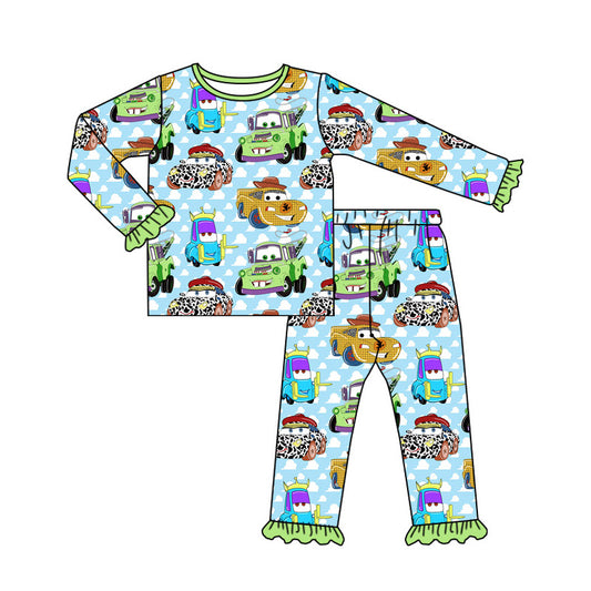 Pre-order GLP1724 baby girls long sleeve cartoon cars pajamas ( Deadline August 22 )