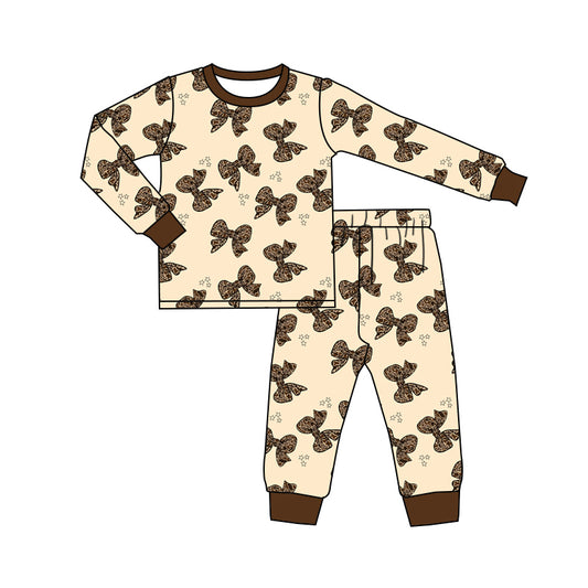 Pre-order GLP1733 baby girls long sleeve bows pajamas ( Deadline August 22 )