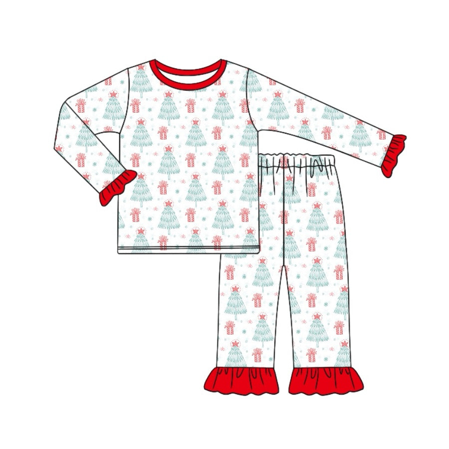 Pre-order GLP1746 baby girls long sleeve Christmas tree pajamas ( Deadline August 25 )