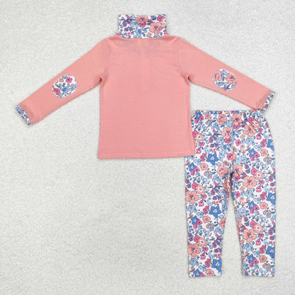 GLP1750 baby girls long sleeve pink floral outfits