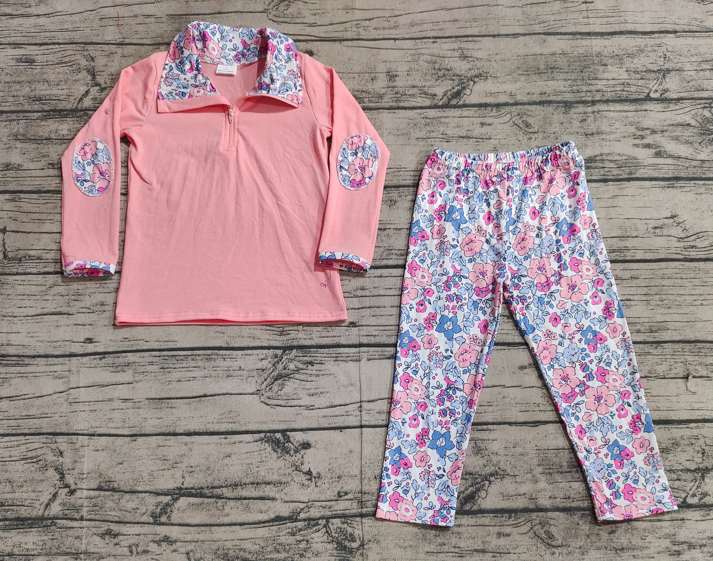 Pre-order GLP1750 baby girls long sleeve pink floral outfits