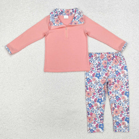 GLP1750 baby girls long sleeve pink floral outfits