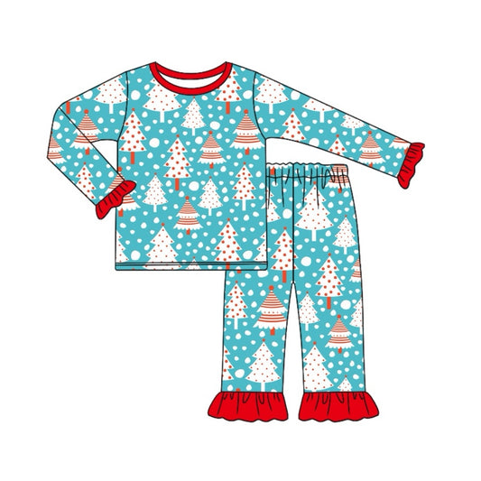 Pre-order GLP1751 baby girls long sleeve Christmas tree pajamas ( Deadline August 26 )