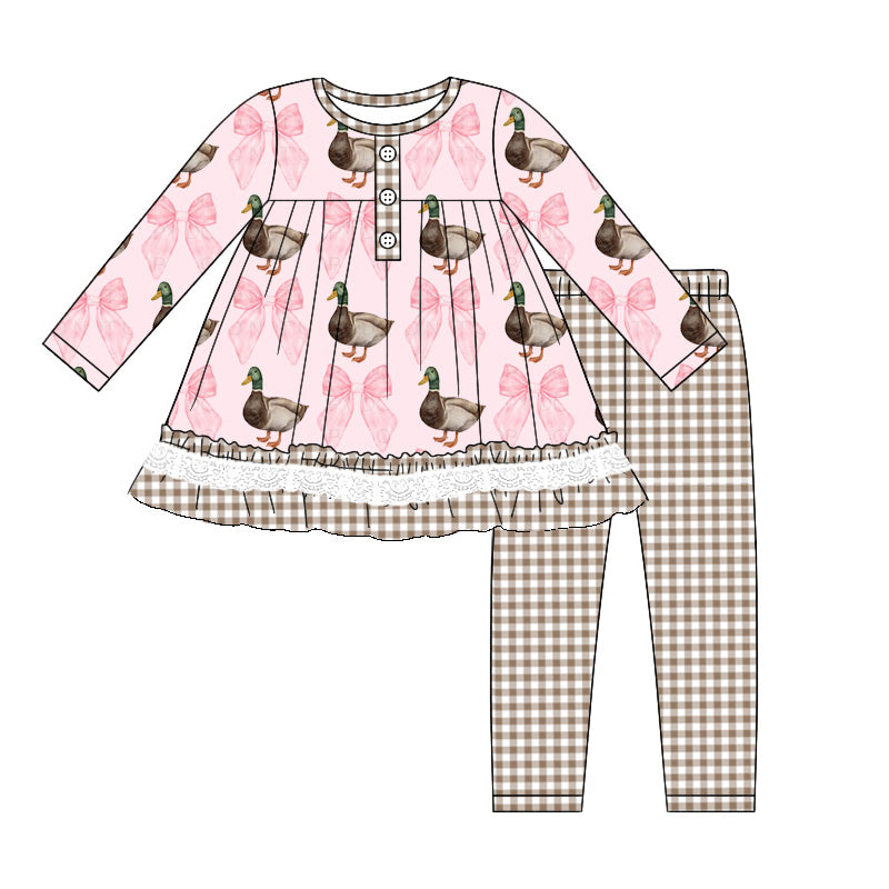 Pre-order GLP1754 baby girls long sleeve duck bows outfits ( Deadline August 27 )