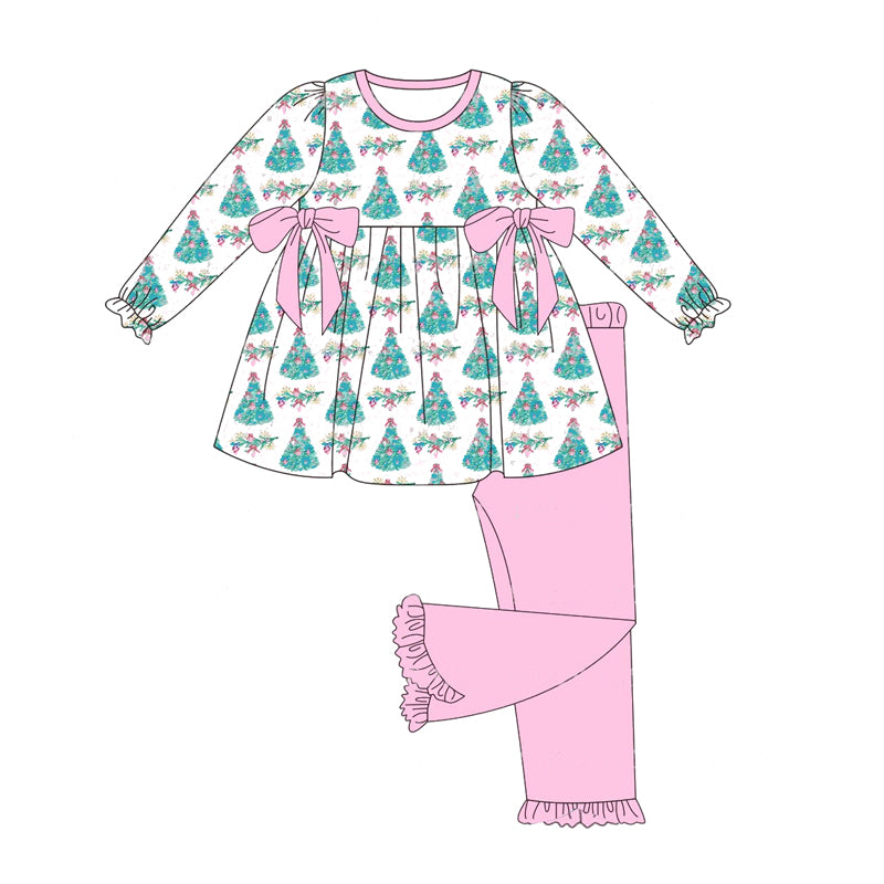 Pre-order GLP1760 baby girls long sleeve Christmas tree outfits ( Deadline August 27 )