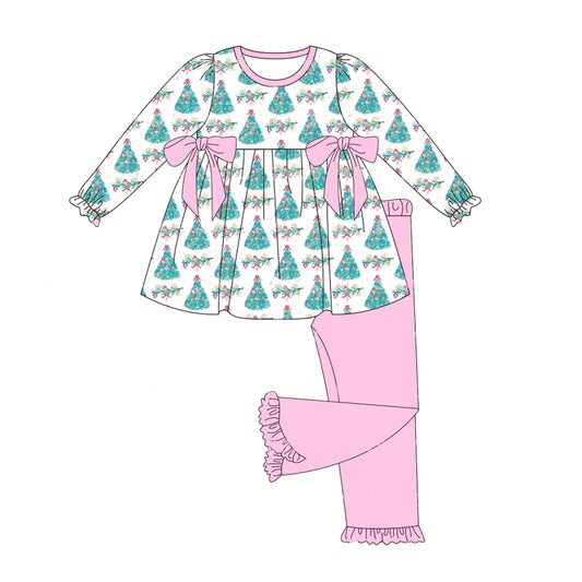 Pre-order GLP1760 baby girls long sleeve Christmas tree outfits ( Deadline August 27 )