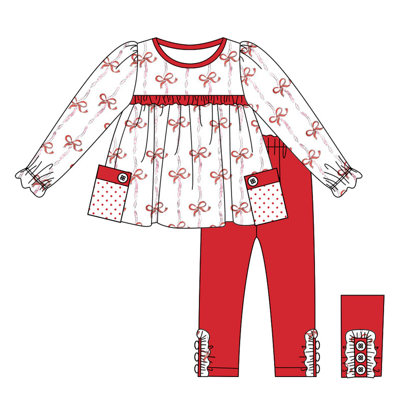 Pre-order GLP1761 baby girls long sleeve red bows outfits ( Deadline August 27 )